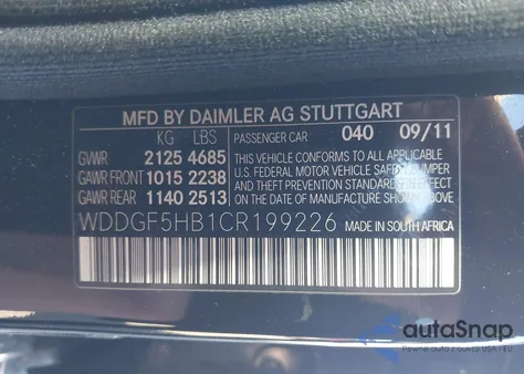 2012 Mercedes-Benz C 350 Sport из США, поврежденный, VIN WDDGF5HB1CR199226